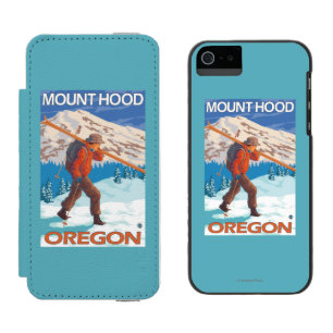Skifahrer-tragende Schnee-Skis - Berg-Haube ODER Incipio Watson™ iPhone 5 Geldbörsen Hülle