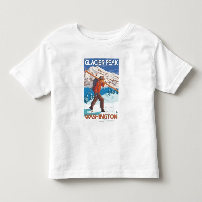 Skifahrer-tragende Schnee-Skis - Gletscher-Spitze, Kleinkind T-shirt (Vorderseite)