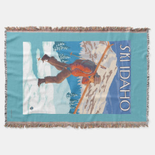 Skifahrer-tragende Schnee-Skis - Idaho Decke