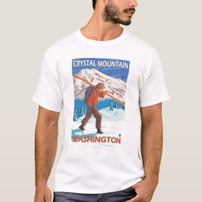 Skifahrer-tragende Schnee-Skis - Kristallberg, WA T-Shirt (Vorderseite)