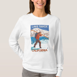 Skifahrer-tragende Schnee-Skis - Lake Tahoe, T-Shirt