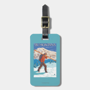 Skifahrer-tragende Schnee-Skis - Montana Gepäckanhänger