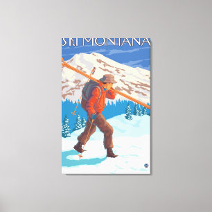 Skifahrer-tragende Schnee-Skis - Montana Leinwanddruck