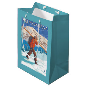 Skifahrer-tragende Schnee-Skis - Montana Mittlere Geschenktüte