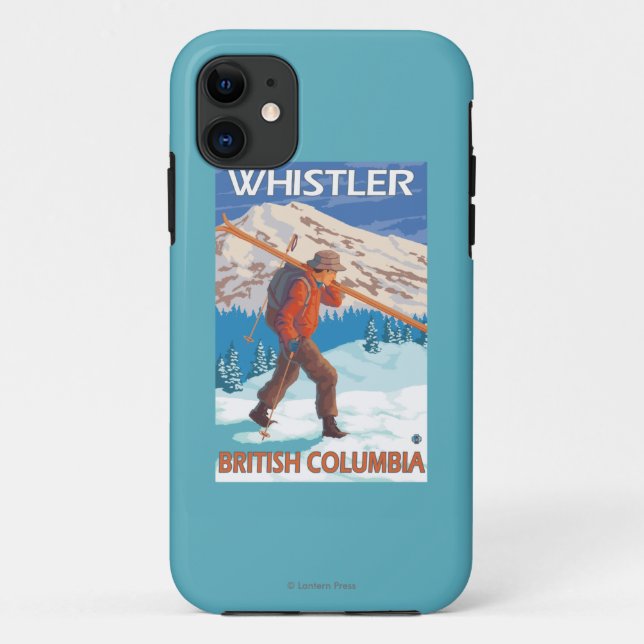 Skifahrer-tragende Schnee-Skis - Pfeifer, BC Case-Mate iPhone Hülle (Rückseite)