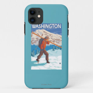 Skifahrer-tragende Schnee-Skis - Washington iPhone 11 Hülle