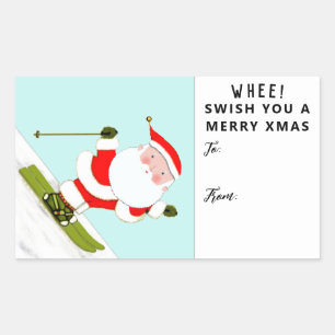 Skifahrer Weihnachten Skiurlaub GeschenkTags Rechteckiger Aufkleber