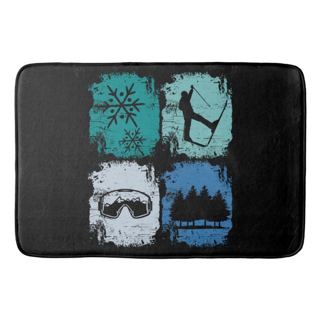 Skifahrer Wintersport Badematte (Vorderseite)