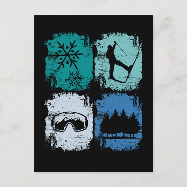 Skifahrer Wintersport Postkarte (Vorderseite)