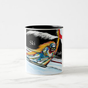 Skifahrer Zweifarbige Tasse