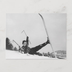Skifahrerin 2 postkarte