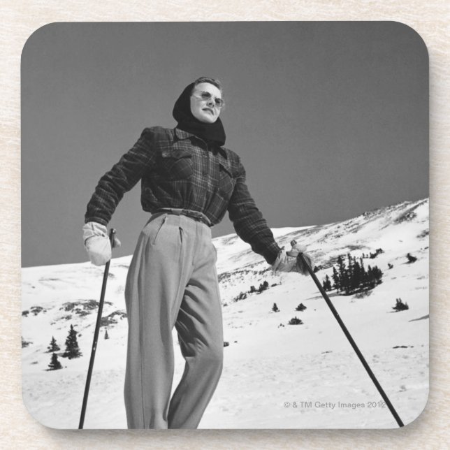 Skifahrerin Untersetzer (Vorderseite)