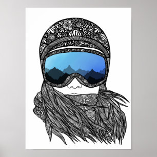 Skifahrermädchendruck Poster