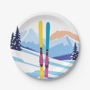 Skiferien Pappteller
