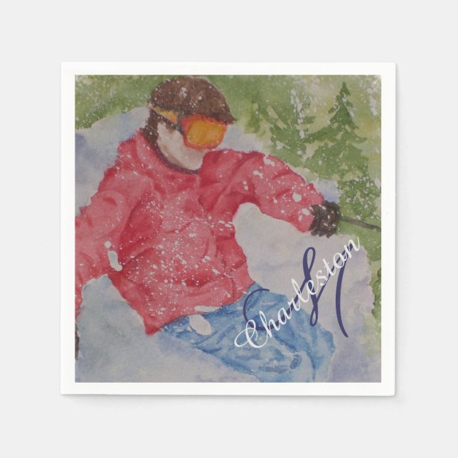 Skiferien-Party Serviette (Vorderseite)