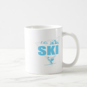 Skiferien Wintersport Skigebiet Umriss Text Ski  Kaffeetasse