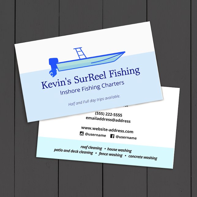 Skiff Fishing Bootcharta Business Card Visitenkarte (Von Creator hochgeladen)