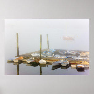 Skiffs und Morgennebel im Südwesthafen, Poster