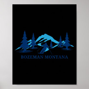 Skigebiet Bozeman Montana Skifahren Skifahrer Poster