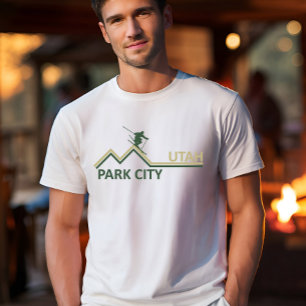 Skigebiet Park City Utah Skifahrer T-Shirt