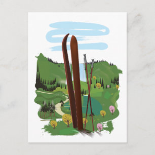Skigebiet Postkarte