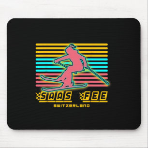 Skigebiet Saas-fee Schweizer Alpen Retro-Skifahren Mousepad