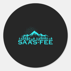 Skigebiet Saas-fee Schweizer Alpen Skifahren Schwe Runder Aufkleber