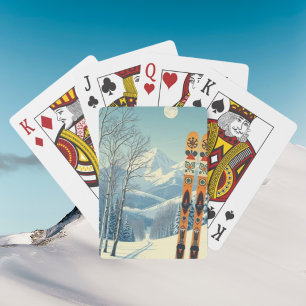 Skigebiet schneebedeckter Berg Urlaub Postkarte Spielkarten