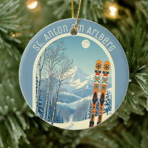 Skigebiet St. Anton am Arlberg Souvenir Keramik Ornament