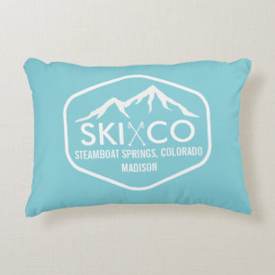 Skigebiet Steamboat Springs Colorado im Vintage-St Dekokissen