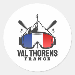 Skigebiet Val Thorens Frankreich Retro-Skifahren Runder Aufkleber