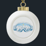 Skigelände Keramik Kugel-Ornament<br><div class="desc">Skiggles & Berge Illustration.</div>