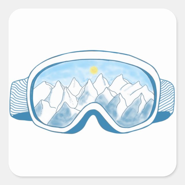 Skigelände Quadratischer Aufkleber (Vorderseite)