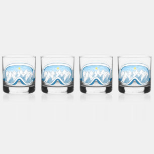 Skiggles Berg Reflektion Sky Blau Set 4 Whiskyglas