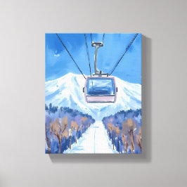 Skigondel Schneebedeckter Berg Aquarell Leinwanddruck