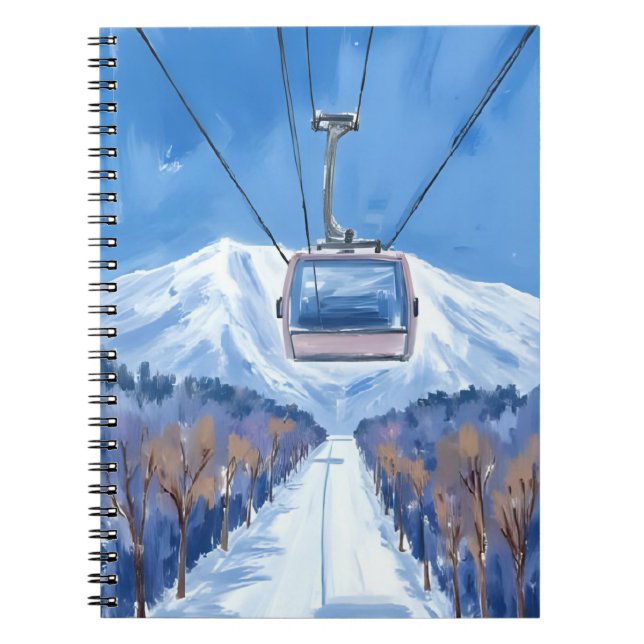 Skigondel Schneebirg Aquarell Notizblock (Vorderseite)
