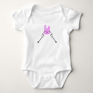 Skihasen mit Skistöcken Baby Bodysuit Baby Strampler