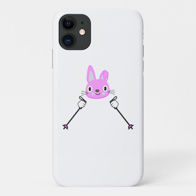 Skihasen mit Skistöcken Case-Mate iPhone Hülle (Rückseite)