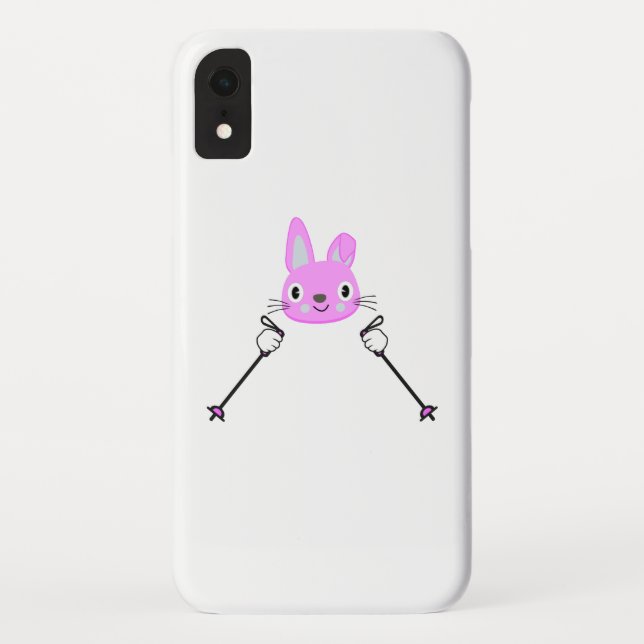 Skihasen mit Skistöcken Case-Mate iPhone Hülle (Rückseite)
