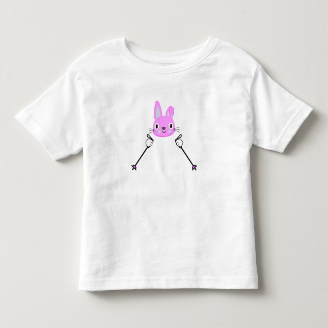 Skihasen mit Skistöcken Kleinkind T-shirt (Vorderseite)