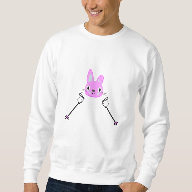 Skihasen mit Skistöcken Sweatshirt (Vorderseite)