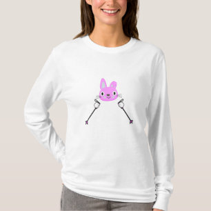 Skihasen mit Skistöcken T-Shirt