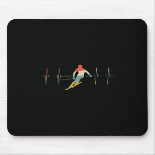 Skiheartbeat Retro Ecg Ekg Skii Mousepad