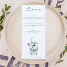 Skihochzeit zeichnend menükarte