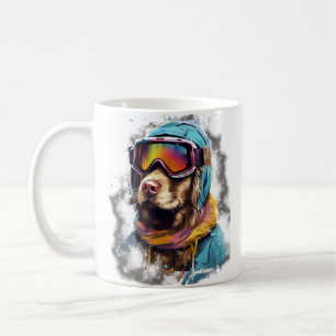Skihund in Skibrille  2 Kaffeetasse