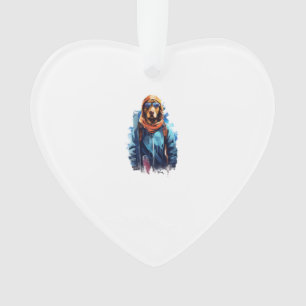 Skihund in Skibrille  5 Ornament