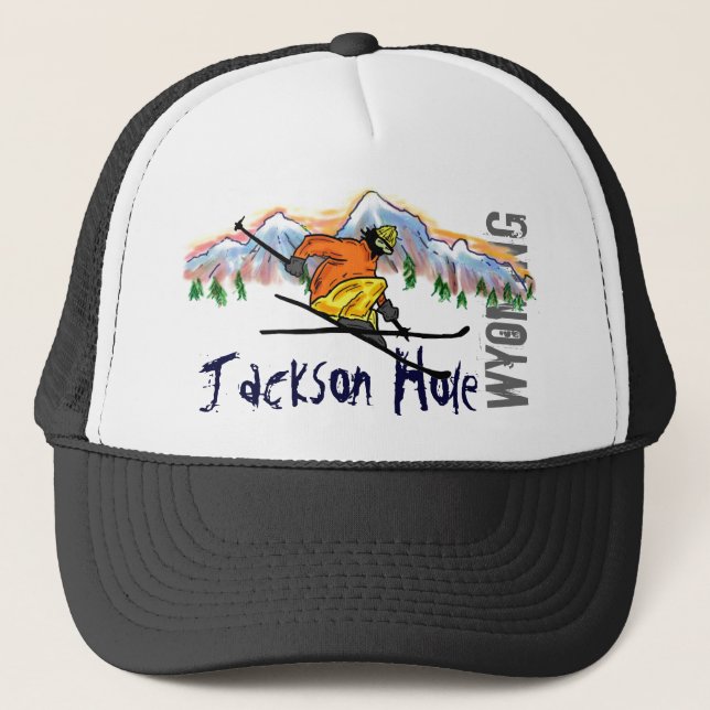 Skihut Jackson Hole Wyoming Truckerkappe (Vorderseite)
