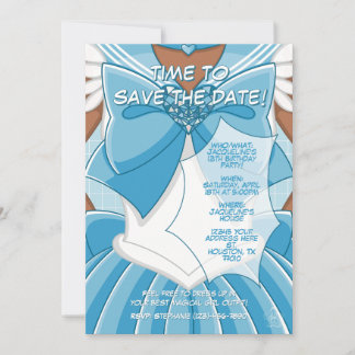 [SKII] Blue Magical Girl Birthday Invitation Einladung