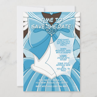 [SKIII] Blue Magical Girl Birthday Invitation Einladung