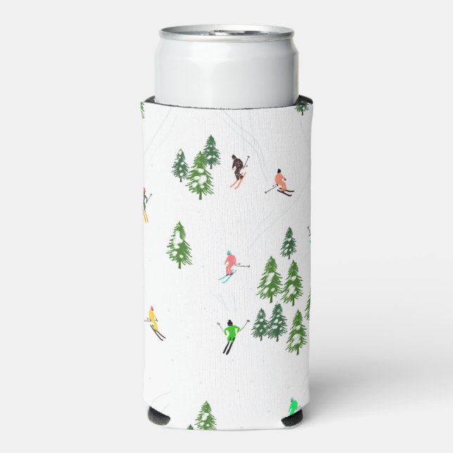 SkiIllustration Skifahrer Ski Selters Dosenkühler (Seltzer Vorderseite)